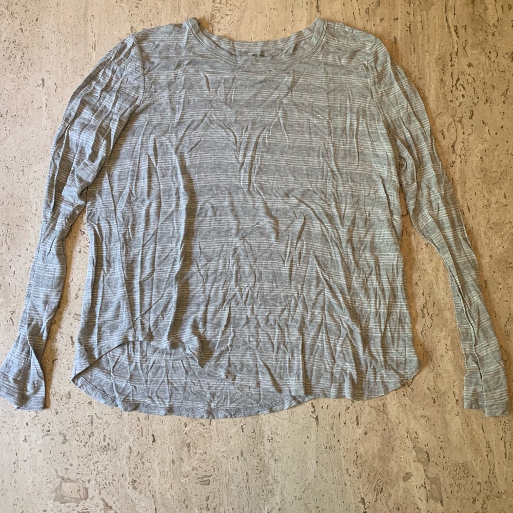 MUDD Gray and white striped long sleeve